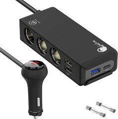 Автомобильное зарядное устройство PD 18W Sigarette Sigarette Distributor 12V USB C CAR Adapter 24V DC 3 Scocket Splinters с выключателем вольтметра 4 USB -соединения для нагрева сиденья сотовой связи таблетка цена и информация | Зарядные устройства для телефонов | kaup24.ee