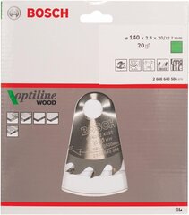Bosch Professional Kreitlatt optilliline puit (puidule, 140 x 20 x 2,4 mm, 20 hammast, aksessuaarid ümmarguse sae) hind ja info | Aiatööriistade lisatarvikud | kaup24.ee