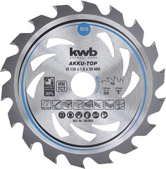 KWB Circuit Sow Blade 135 x 20 мм мм, плавно, особенно для аккумуляторных машин, пило цена и информация | Запчасти для садовой техники | kaup24.ee