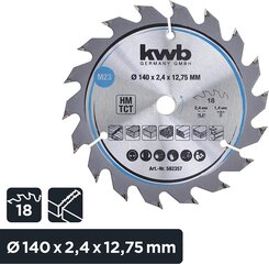 KWB Circuit Sow Blade 140 x 12,75 мм мм, быстрое разреза цена и информация | Запчасти для садовой техники | kaup24.ee