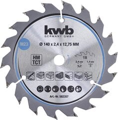 KWB Circuit Sowlala 140 x 12,75 mm, kiire lõigatud, sae tera, mis sobib pehmete ja lehtpuude, puusepaplaatide ja puitplaadi jaoks цена и информация | Запчасти для садовой техники | kaup24.ee