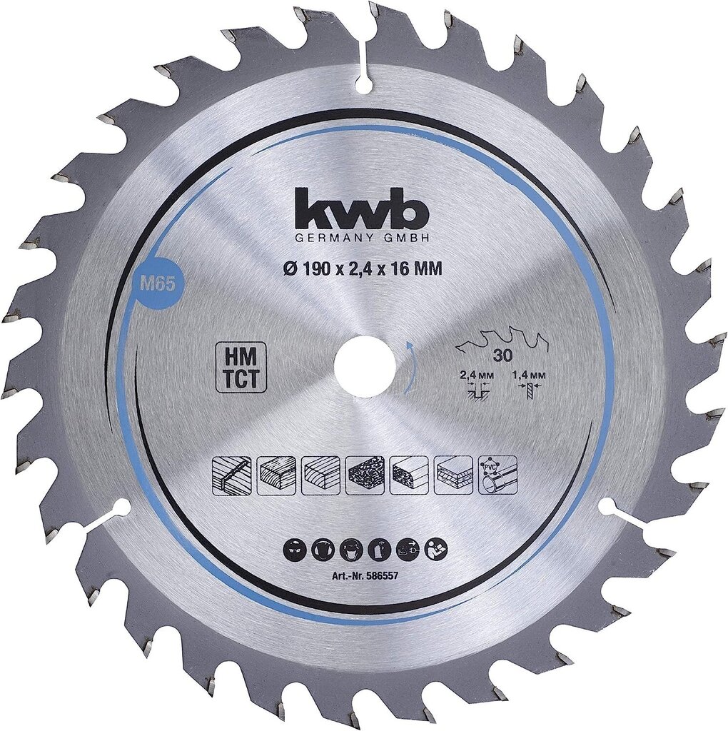 KWB Circuit Sowlala 190 x 16 mm mm, kiire lõigatud, sae tera, mis sobib pehmete ja lehtpuude, puusepaplaatide ja puitplaadi jaoks hind ja info | Aiatööriistade lisatarvikud | kaup24.ee