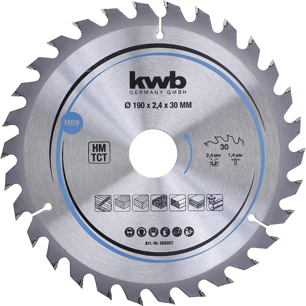 KWB Circuit Sowlala 190 x 30 mm mm, kiire lõigatud, sae tera, mis sobib pehmete ja lehtpuude, puusepaplaatide ja puitplaadi jaoks цена и информация | Aiatööriistade lisatarvikud | kaup24.ee