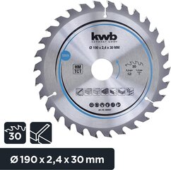 KWB Circuit Sow Blade 190 x 30 мм мм, быстрое разрезание, лезвие, подходящее для мягких и лиственных пород, плотников и сопоставки цена и информация | Запчасти для садовой техники | kaup24.ee