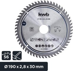 KWB Circuit Sow -ala 190 x 30 mm mm, väga peen lõigatud, sae tera, mis sobib tööplaatidele, puidule ja kaetud paneelidele цена и информация | Запчасти для садовой техники | kaup24.ee