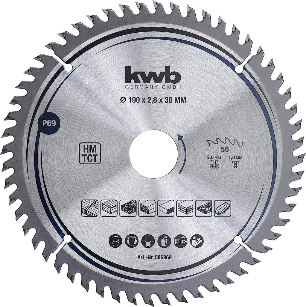 KWB Circuit Sow -ala 190 x 30 mm mm, väga peen lõigatud, sae tera, mis sobib tööplaatidele, puidule ja kaetud paneelidele hind ja info | Aiatööriistade lisatarvikud | kaup24.ee