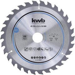 KWB Circuit Sow Blade 216 x 30 мм мм, быстрое разрезание, лезвие, подходящее для мягких и лиственных пород, плотников и сопоставки цена и информация | Запчасти для садовой техники | kaup24.ee