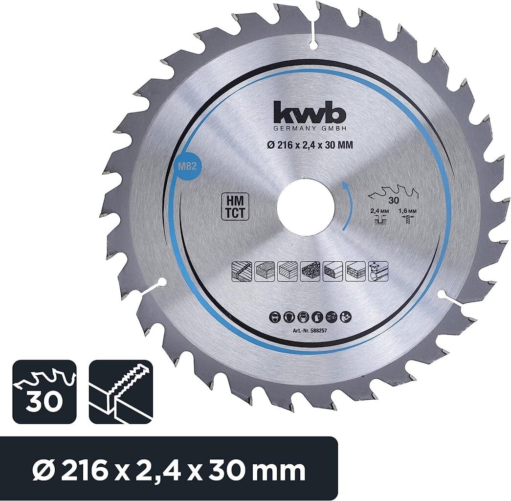 KWB Circuit Sow Slade 216 x 30 mm mm, kiire lõigatud, sae tera, mis sobib pehmete ja lehtpuude, puusepaplaatide ja puitplaadi jaoks цена и информация | Aiatööriistade lisatarvikud | kaup24.ee