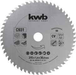 KWB Circuit Sow Blade 315 x 30 мм мм, сделанная в Германии, Gross более быстрое разреза цена и информация | Запчасти для садовой техники | kaup24.ee