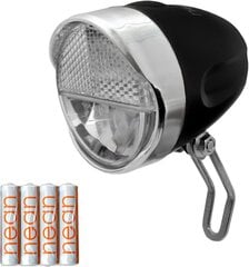Светодиодный велосипедный свет Nean, велосипедная лампа, велосипедный передний свет, велосипедная лампа спереди, фары, яркие с одобрением STVZO, вкл. 4X батарея, 30 люкс, черный цена и информация | Велосипедные фонари, отражатели | kaup24.ee