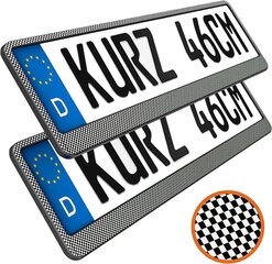 2 numbrimärgi hoidjat lühike 46 x 11cm auto numbrimärgi hoidja lühike numbrimärgi hoidik 460 mm x 110mm lühike numbrimärgi hoidja (süsinik - sihtmärgi lipu geenioptika) цена и информация | Дополнительные принадлежности | kaup24.ee