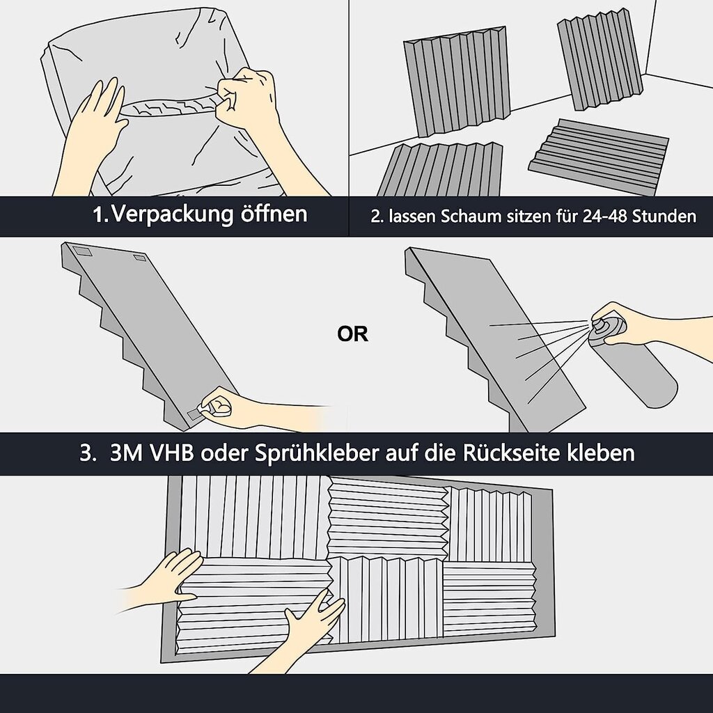 60 tükki akustilist vahtvaht -vahtmatte vahtplaatide lintide helikindlat matt -helikindlat seinale, stuudiole, taskuhäälingutele, salvestusstuudiotele, kontorile, akustidele 30x30x2,5cm (60 tükki) цена и информация | Käsitööriistad | kaup24.ee