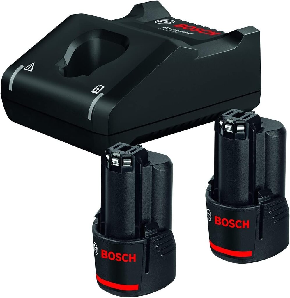 Bosch Professional 12V süsteemi akukomplekt (2x2.0AH aku + laadija GAL 12V-40 C132, pappis) ja 12V süsteemi aku LED-lamp GLI 12V-330 (330 luumenit, tööaeg: 180 minutit/AH) цена и информация | Tolmuimejate akud | kaup24.ee