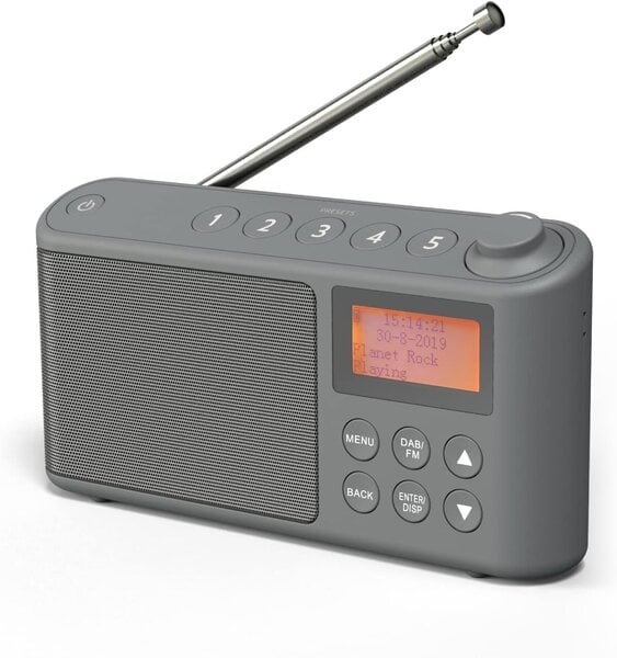 DAB/DABPlus/FMraadio,väikedigitaalraadiokaasaskantavadakutoimingud,MiniRadioDigitalAkkujaNetworkAckutionCaseraadio,USBlaadimiskaabel(hall)