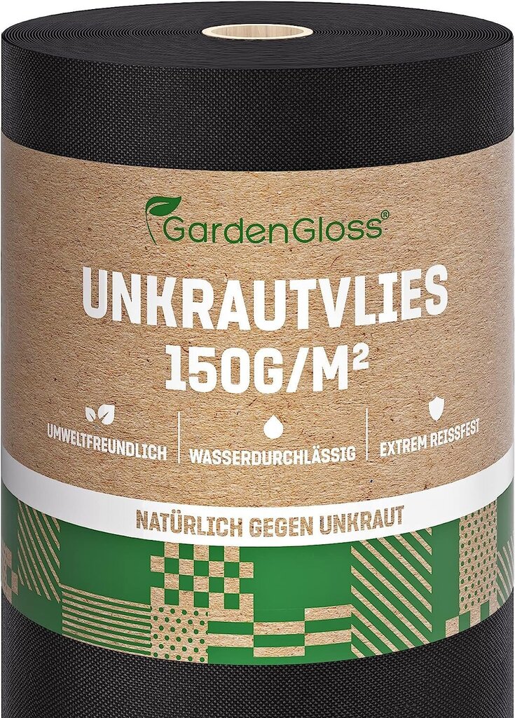 Garden Gloss® 25m² umbrohutõrje 150g/m² eriti tugev umbrohutõrjega rebendikindla ja kõrge ultraviolettkihi stabiliseerimisfilmiga, mis on vee läbilaskv (25m x 1m, 1 rull) цена и информация | Aiatööriistad | kaup24.ee