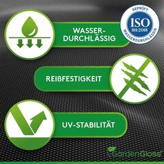 Garden Gloss® 25m² umbrohutõrje 150g/m² eriti tugev umbrohutõrjega rebendikindla ja kõrge ultraviolettkihi stabiliseerimisfilmiga, mis on vee läbilaskv (25m x 1m, 1 rull) hind ja info | Aiatööriistad | kaup24.ee