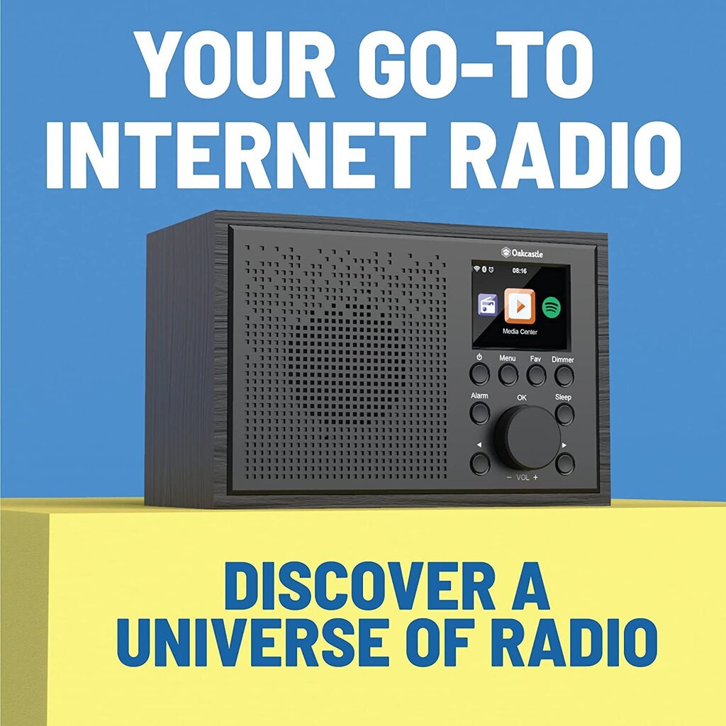 Oakcastle IR100 Interneti -raadio | WLAN-raadio koos Bluetoothiga, Spotify Connect, topelt äratuskell, rea-sisse-, rakenduse juhtimine ja värvi ekraan hind ja info | Raadiod ja äratuskellad | kaup24.ee