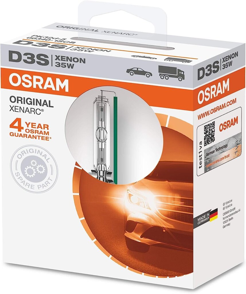 Osram Xenarc Original D3S Hid Xenon Burner, tühjenduslamp, esimene vanaraua kvaliteet OEM, 66340-1SCB, pehme kaanekarp (1 lamp) hind ja info | Autopirnid | kaup24.ee