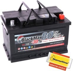 Батарея Blackmax Car 12 В 80AH стартовая батарея вместо 72AH 74AH 75AH 77AH, включая полярный жир цена и информация | Батареи | kaup24.ee