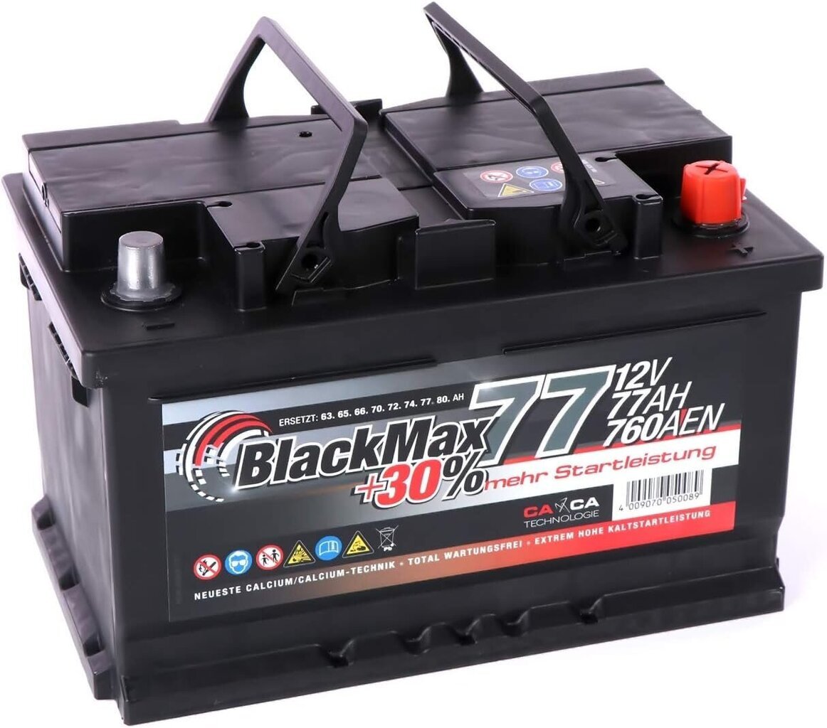 Blackmaxi autoaku 12V 77AH 760A/EN Starter Aku vahetab 68AH 70AH 72AH 74AH 75AH hind ja info | Akud | kaup24.ee