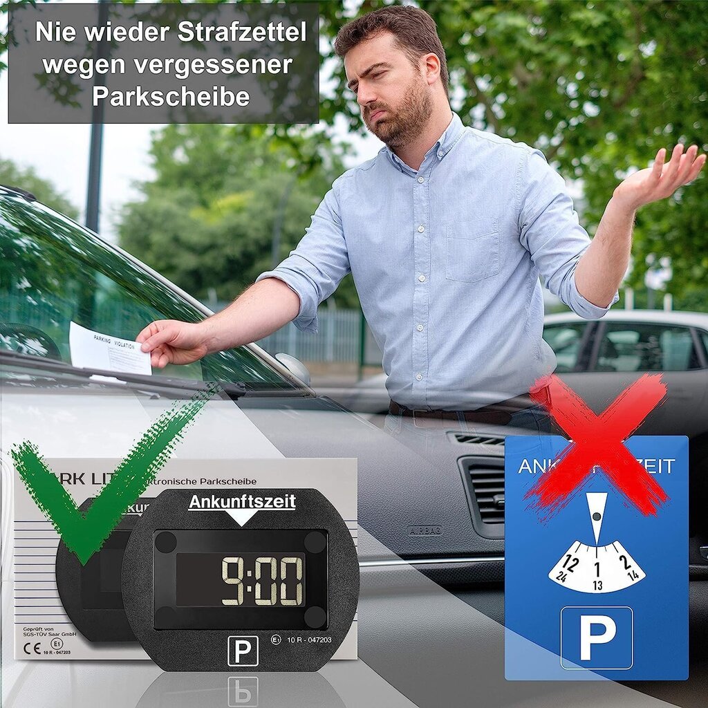 2x Park Lite elektrooniline parkimisketas digitaalne parkimismõõtur must koos ametliku heakskiiduga - 2 tükki komplekt hind ja info | Lisaseadmed | kaup24.ee
