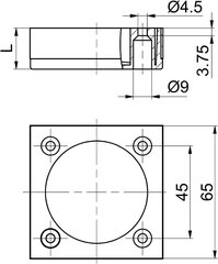 4 Mööbli jalad Motel 65 x 65 mm Kõrgus 30 mm roostevabast terasest välimus, mis on valmistatud alumiiniumist Sotechi poolt hind ja info | Mööblijalad | kaup24.ee