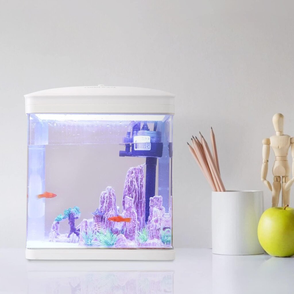 Nobleza-nano-fischi paagi akvaarium LED-tulede ja filtrisüsteemiga, troopilised akvaariumid, 7 liitrit, valge цена и информация | Akvaariumid ja seadmed | kaup24.ee