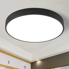 NATS 36W laelamp LED -lagilamp Ultra õhuke ümmargune tuli, soe valge 3000k Ø500x50mm, kontori elutoa köögikoha magamistuba 50 x 50 x 5 cm (must) цена и информация | Потолочные светильники | kaup24.ee