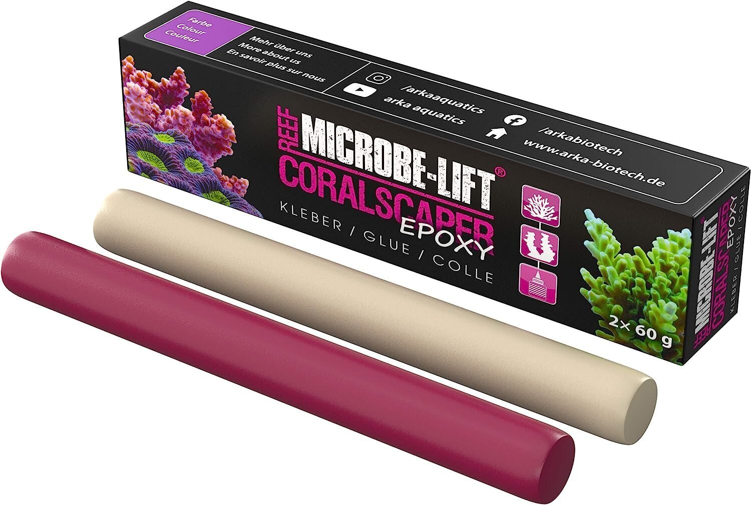 Mikroob -lift korallipaper epoksü - 2k korallliim, mis sobib suurepäraselt korallide, alistavate ja riffide struktuuride kinnitamiseks igas merevee akvaariumis, 2x60g hind ja info | Akvaariumid ja seadmed | kaup24.ee