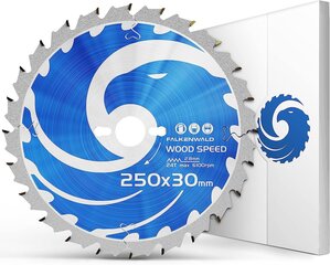 Falkenwald® Saw Blade 250x30 Древесина - Быстро порезана благодаря 24 HM зубам - Круглая пиловая лезвия 250x30 Древесина, совместимая с Bosch GTS 10 XC, PTS 10 и Metabo KGS 254 м - пиловая лезвия 250 x 30 цена и информация | Механические инструменты | kaup24.ee