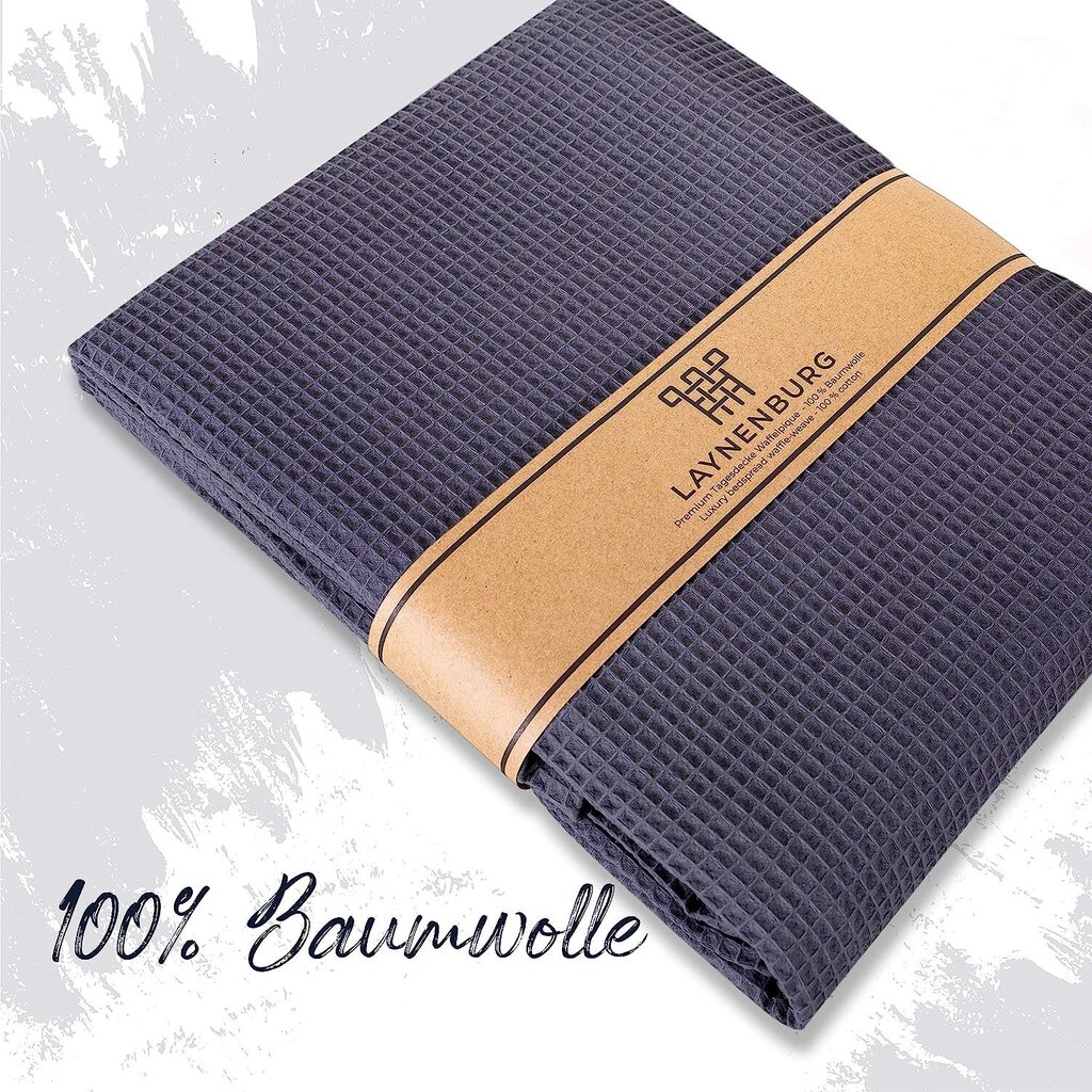 Laynenburg Premium Daily Tekk 240 x 260 cm xxl - vahvli pque 100% puuvill - kerge suvine laevahvli optika - puuvillalageda kihi kate, diivani kate, diivani kate - diivani kattega - diivanilagi (antratsiit) цена и информация | Voodikatted, pleedid | kaup24.ee