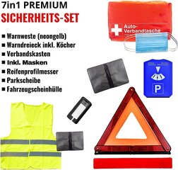 7in1 Security & First Aid Set Auto 2022 | Аварийный комплект с предупреждением треугольника Breakdown Bandage Box и многое другое | Набор разбивки KFZ SET поломки Аккумуляторные аксессуары для несчастного случая набор | Security Set Auto 2022 Идеал в качестве стартового набора цена и информация | Аптечки и товары для безопасности | kaup24.ee