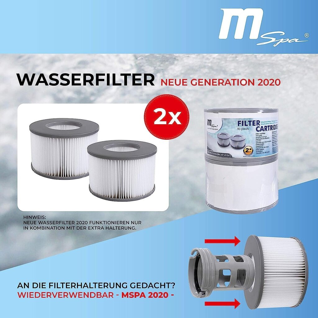 Miweba originaalne MSPA Whirlpool Asendusfilter - FilterKarttusche doppelpack - täispuhutavate basseinide jaoks - mudelid alates 2020. aastast - Comfort - Frame - Premium - Muse - Urban (2x veefiltri mudel alates 2020. aastast) цена и информация | Basseini filtrid | kaup24.ee