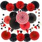 Zerodeco peokaunistuspaberi pompomid, punased ja mustad rippuvad subjektid kolmnurkseid vimplid ja rippuv glitter punkt paber paberitükiaunid hind ja info | Peokaunistused | kaup24.ee