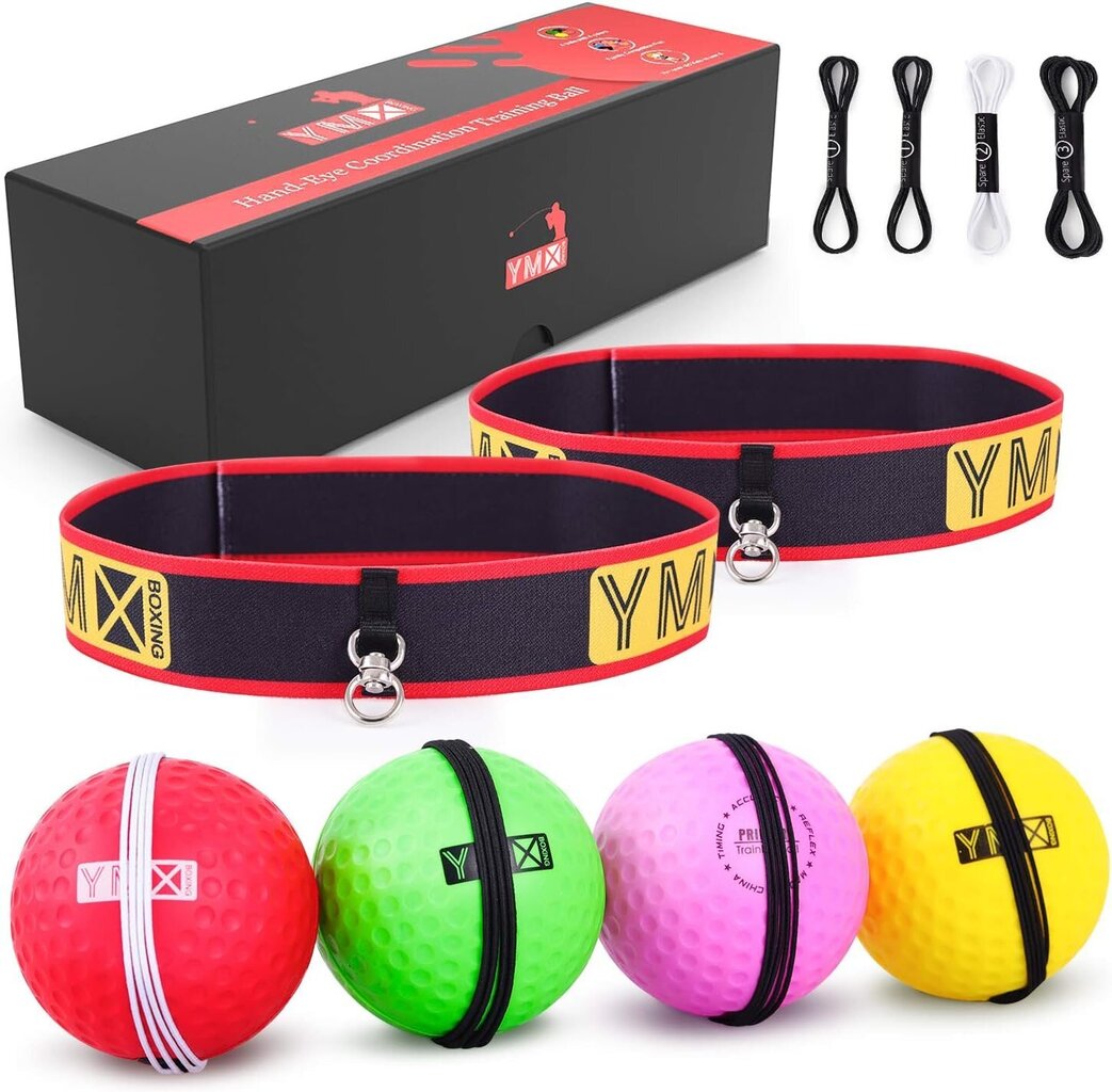 YMX Boxing Reflex Ball-4 palli + 2 peapaela, mis sobib ideaalselt refleksi, reaktsiooni ja silmakäelise koordineerimise jaoks цена и информация | Poksivarustus | kaup24.ee