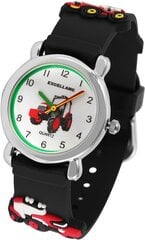 Excellenc Kinder -uhr silikoon käevõru traktor okas lukk analoogkvarts 4500028 (must/punane) B083WJ5FQ5 цена и информация | Женские часы | kaup24.ee