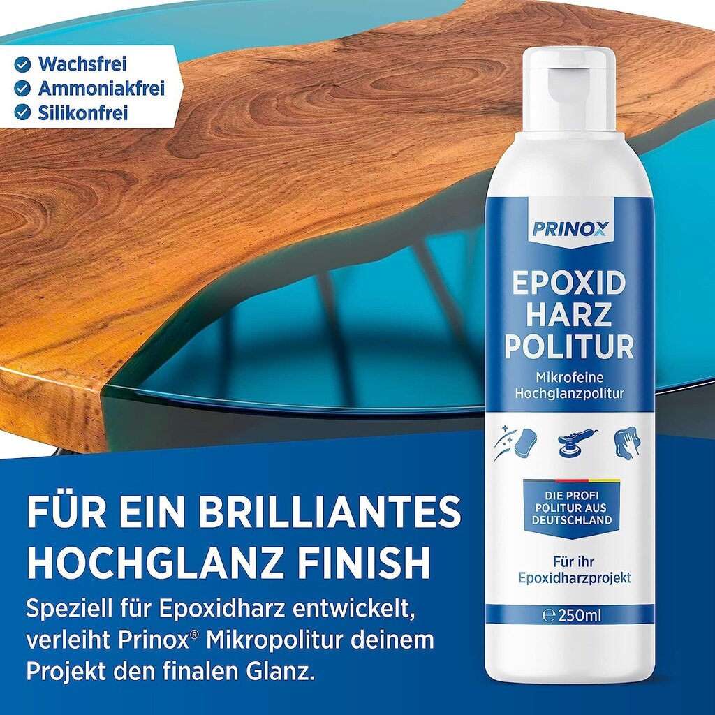 Prinox® 250ml poleerimispasta epoksiidvaik koos poleerimiskaardiga I epoksüvaigulakk kõrge läikega viimistluseks I mikroosakeste tehnoloogia I professionaalne poolakas epoksüvaigu jaoks, plastik цена и информация | Autokeemia | kaup24.ee