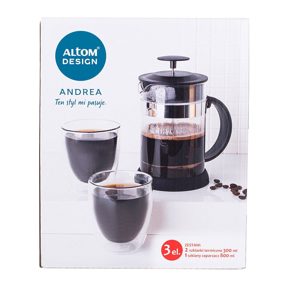 ANDREA KOMPLEKTI FILTER 800 ML + 2 X TERMILINE KLAAS 300 ML hind ja info | Klaasid, tassid ja kannud | kaup24.ee