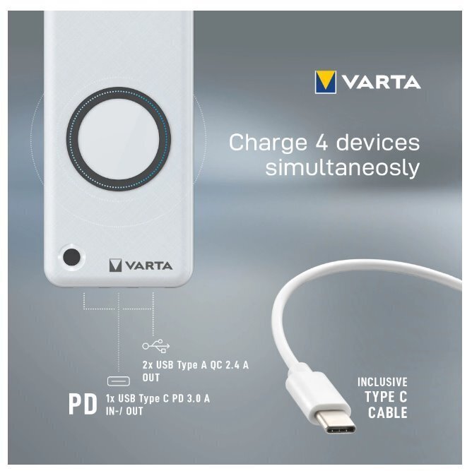 Varu toiteallikas Varta Wireless 20000mAh hind ja info | Akupangad | kaup24.ee