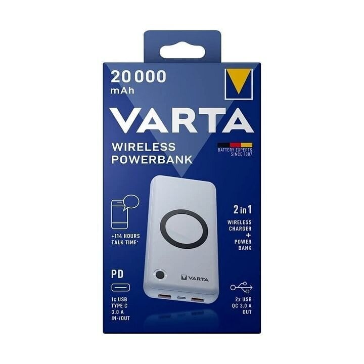 Varu toiteallikas Varta Wireless 20000mAh цена и информация | Akupangad | kaup24.ee