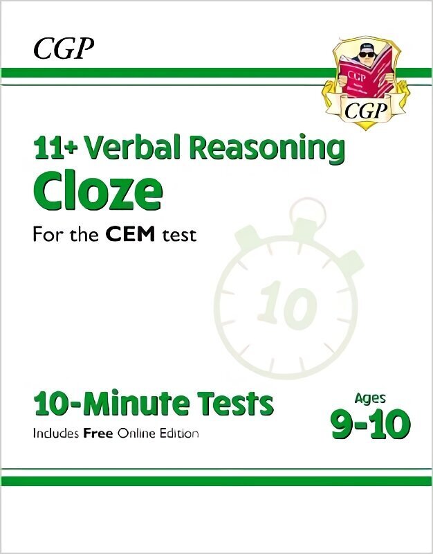 11plus CEM 10-Minute Tests: Verbal Reasoning Cloze - Ages 9-10 (with Online Edition) цена и информация | Laste õpikud | kaup24.ee