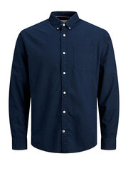 Мужская рубашка JJEOXFORD 12182486, темно-синяя цена и информация | Мужские рубашки | kaup24.ee