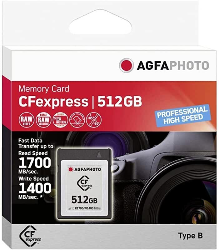 AgfaPhoto CFexpress 512GB hind ja info | Fotoaparaatide mälukaardid | kaup24.ee