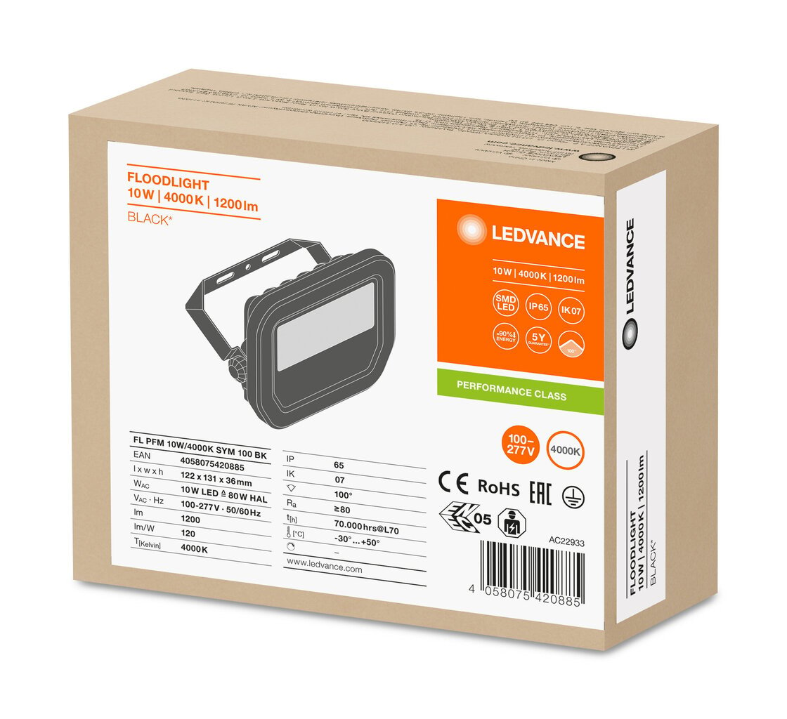 LED prožektorius Ledvance Floodlight PFM 10W/4000K IP65 BK hind ja info | Aia- ja õuevalgustid | kaup24.ee