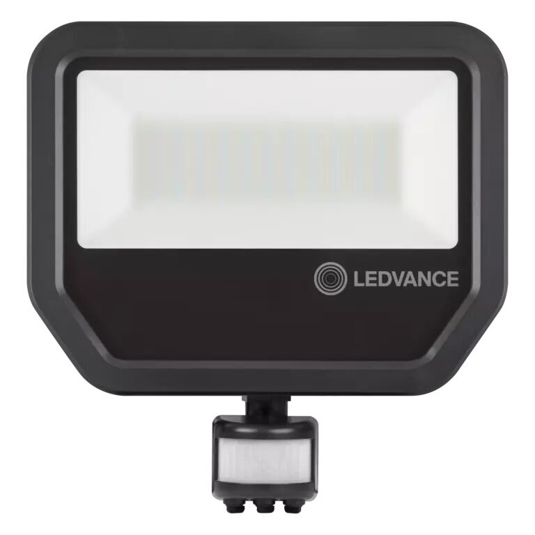 LED prožektorius LEDVANCE Floodlight su judesio davikliu 50W/3000K IP65 BK цена и информация | Aia- ja õuevalgustid | kaup24.ee