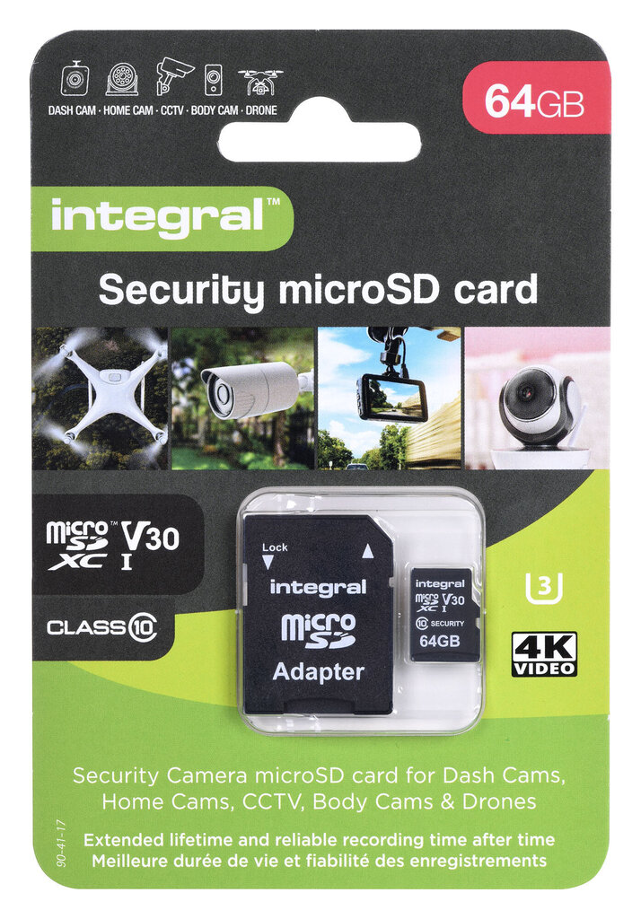 Integral Security Micro SD 4K V30 UHS-1 U3 64GB hind ja info | Fotoaparaatide mälukaardid | kaup24.ee