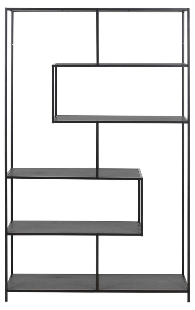 Riiul SEAFORD 114x35xH185cm, 5-ne, riiulid: must saare melamiin, raam: must metall, asymmetric hind ja info | Esikukapid | kaup24.ee