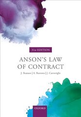 Anson's Law of Contract 31st Revised edition цена и информация | Книги по экономике | kaup24.ee