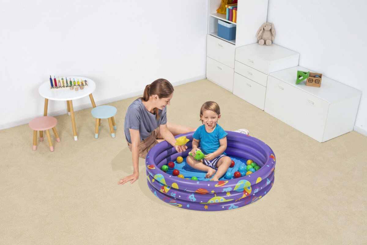 Bestway täispuhutav bassein pallidega, 102 x 25 cm цена и информация | Imikute mänguasjad | kaup24.ee