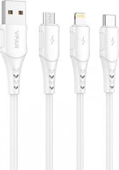 Vipfan USB to Micro USB cable Colorful X12, 3A, 1m (white) hind ja info | Kaablid ja juhtmed | kaup24.ee